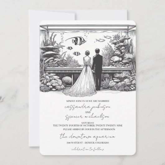 Aquarium Wedding with QR Code 招待状 (正面)
