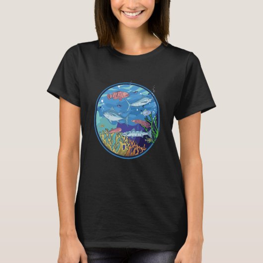 Aquarium with fish and aquatic plants marine fish tシャツ (正面)
