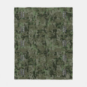 Aquariusサインオンオリーブグリーンデジタル迷彩柄 フリースブランケット (正面)