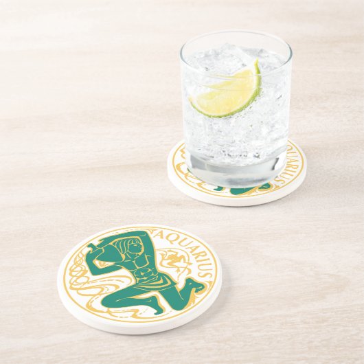 Aquarius上の〔占星術の〕十二宮図の標識 コースター (側面)