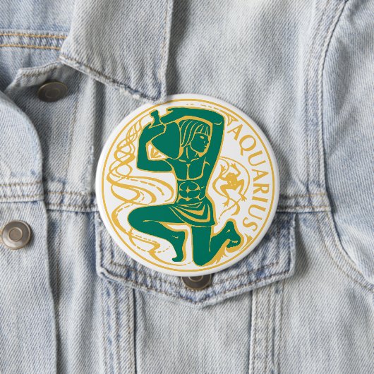 Aquarius上の〔占星術の〕十二宮図の標識 缶バッジ (インサイチュ)