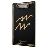 Aquarius打撃金ゴールド様式星占いシンボル クリップボード (左)