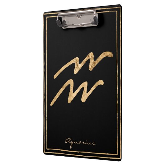 Aquarius打撃金ゴールド様式星占いシンボル クリップボード (左)
