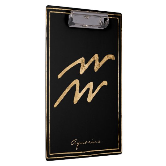 Aquarius打撃金ゴールド様式星占いシンボル クリップボード (右)