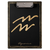 Aquarius打撃金ゴールド様式星占いシンボル クリップボード (正面)