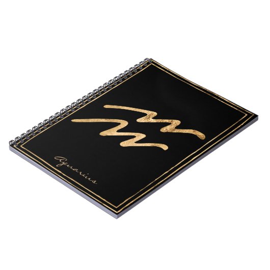 Aquarius打撃金ゴールド様式星占いシンボル ノートブック (左側)