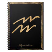 Aquarius打撃金ゴールド様式星占いシンボル ノートブック (正面)