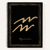 Aquarius打撃金ゴールド様式星占いシンボルn ノートブック (正面)