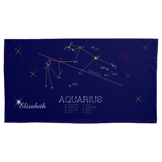 AQUARIUS星座ユニーク、絶品 枕カバー (正面)