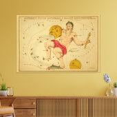 Aquarius -ヴィンテージ画像の〔占星術の〕十二宮図記号 キャンバスプリント (インサイチュ (リビング))