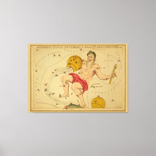 Aquarius -ヴィンテージ画像の〔占星術の〕十二宮図記号 キャンバスプリント (正面)