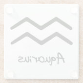 Aquarius〔占星術の〕十二宮図サインオンホワイト背景 ガラスコースター (裏面)