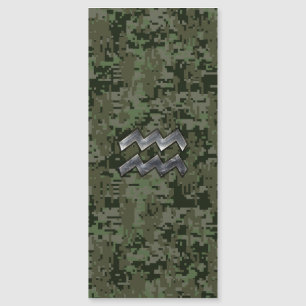 Aquarius〔占星術の〕十二宮図シンボルGreen Digital Camouflage