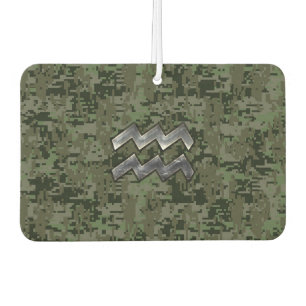 Aquarius〔占星術の〕十二宮図シンボルGreen Digital Camouflage カーエアーフレッシュナー