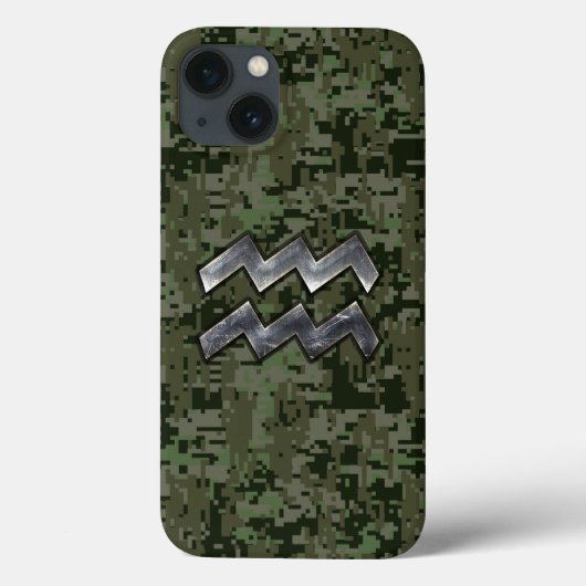 Aquarius〔占星術の〕十二宮図シンボルGreen Digital Camouflage Case-Mate iPhoneケース (裏面)