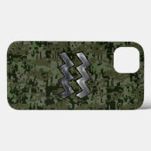 Aquarius〔占星術の〕十二宮図シンボルGreen Digital Camouflage Case-Mate iPhoneケース (裏面 (横))
