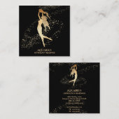 *~* AQUARIUS〔占星術の〕十二宮図占星術の読金ゴールドと黒 スクエア名刺 (正面/裏面)