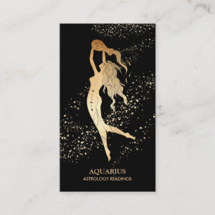 *~* AQUARIUS〔占星術の〕十二宮図星読状学の金ゴールドブラック 名刺