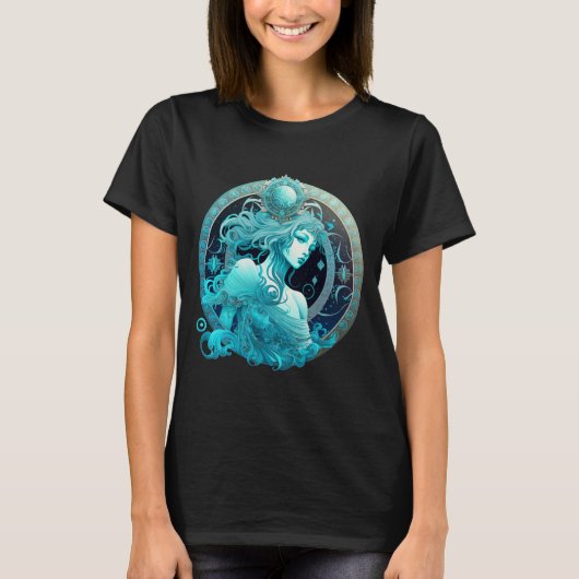 Aquarius -〔占星術の〕十二宮図Tシャツ Tシャツ (正面)