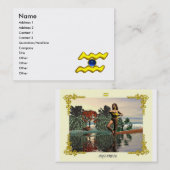 AQUARIUS,明るい鮮やかサファイアブルー黄色 名刺 (正面/裏面)