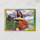 AQUARIUS、紫、緑、黄色の金ゴールドきらめき 名刺 (裏面)