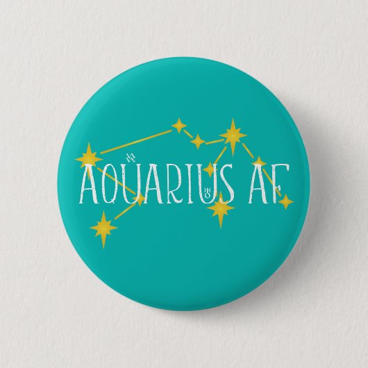 AQUARIUS AF w constellation symbols Uranus & sign 缶バッジ (正面)