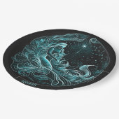 Aquarius Astrology Star Designed ペーパープレート (アングル)