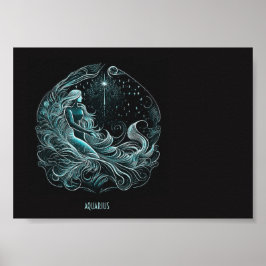 Aquarius Astrology Star Designed Poster ポスター