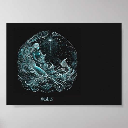 Aquarius Astrology Star Designed Poster ポスター (正面)