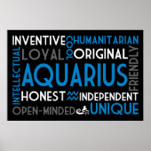 Aquarius Astrology Word Collage Print ポスター (正面)