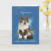 Aquarius Cat Birthday Card カード (黄色い花)