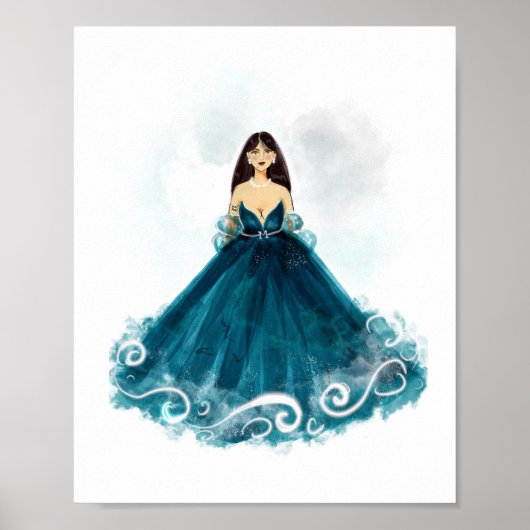 Aquarius Constellation Poster, Minimalist Zodiac ポスター (正面)