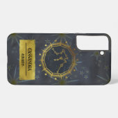 Aquarius Dark〔占星術の〕十二宮図占星術：ブラック&金ゴールド Samsung Galaxyケース (裏面横)