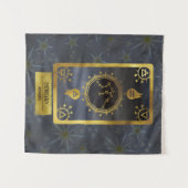 Aquarius Dark〔占星術の〕十二宮図星占い：黒金ゴールド名 タペストリー (正面(横))