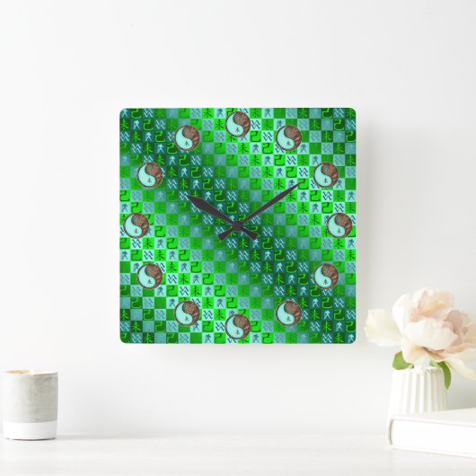 Aquarius & Earth Goat スクエア壁時計 (ホーム)