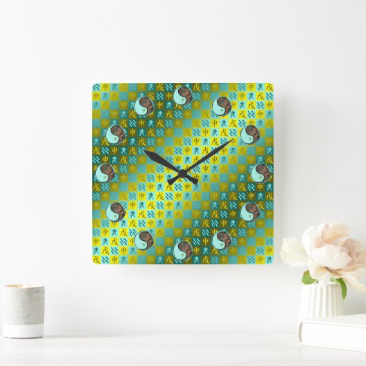 Aquarius & Earth Monkey スクエア壁時計 (ホーム)