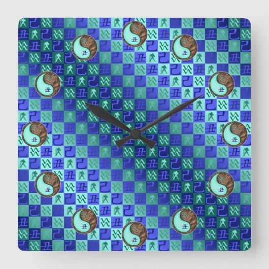 Aquarius & Earth Ox スクエア壁時計 (正面)