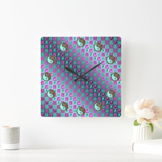 Aquarius & Earth Rooster スクエア壁時計 (ホーム)