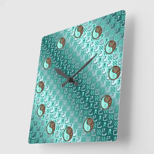 Aquarius & Earth Snake スクエア壁時計 (傾斜)