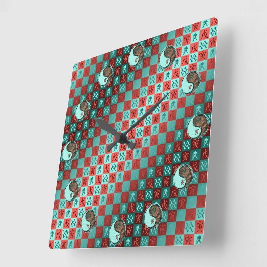 Aquarius & Earth Tiger スクエア壁時計 (傾斜)