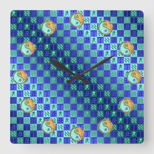 Aquarius & Fire Ox スクエア壁時計 (正面)