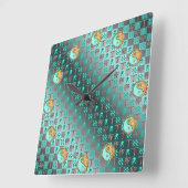 Aquarius & Fire Rabbit スクエア壁時計 (傾斜)