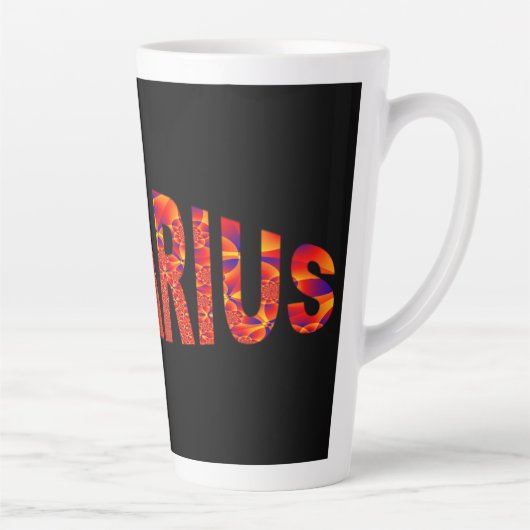 Aquarius - Firey Orange Yellow Blue カフェラテマグ (右)