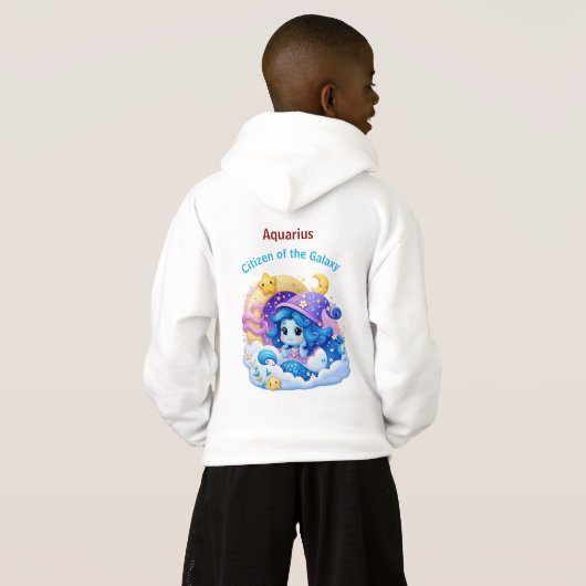 Aquarius Galaxy Citizen Zodiac Kids Hoodie Pullove (裏面フル)