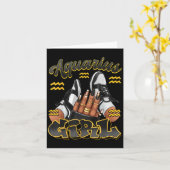 Aquarius Girl Birthday Afro Queen Sneakers Zodiac  カード (黄色い花)