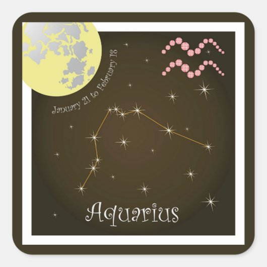 Aquarius January 21 to February 18 Aufkleber スクエアシール (正面)