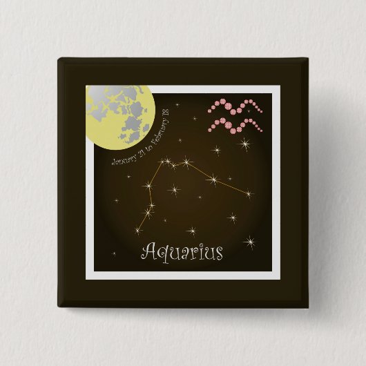 Aquarius January 21 to February 18 Buttons 缶バッジ (正面)