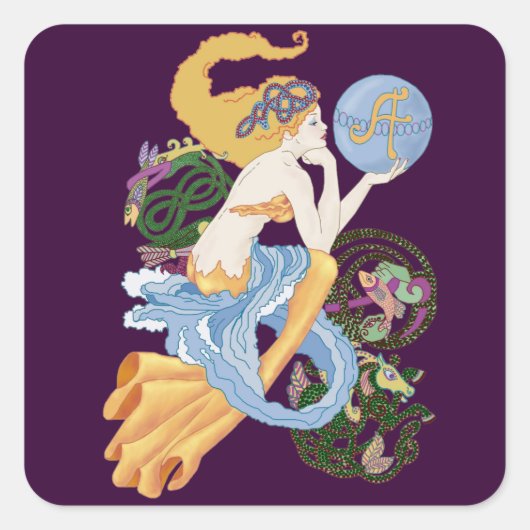 Aquarius Mermaidのケルト語「A」 スクエアシール (正面)