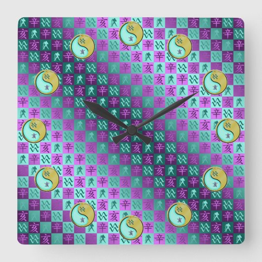 Aquarius & Metal Boar スクエア壁時計 (正面)