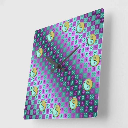 Aquarius & Metal Boar スクエア壁時計 (傾斜)